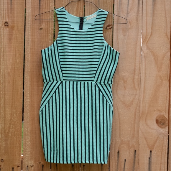 Just Me Dresses & Skirts - Just Me Mint Green Striped Bodycon Mini Dress